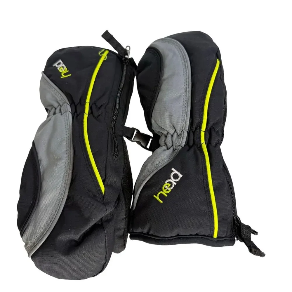 Head Jr. Ski Mittens in Black, Gray, and DayGlo. Size S